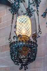 A Victorian oil lamp (converted to electricity)