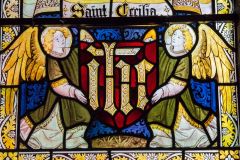 Victorian stained glass window dedicated to St Cecilia
