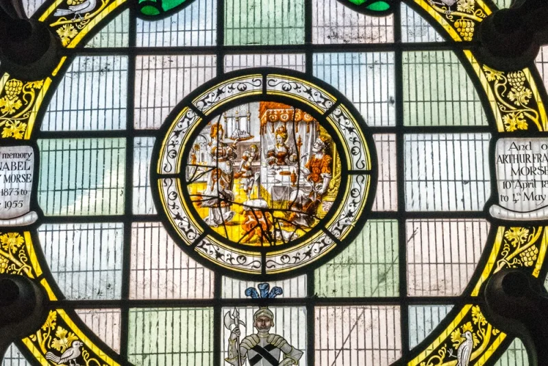 Medieval Flemish glass in the circular north window