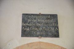 1760 restoration plaque over the north door
