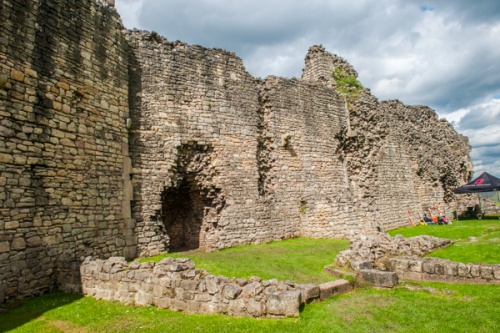 Inside the curtain wall