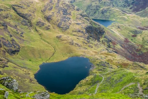 Looking down from the Old Man of Coniston