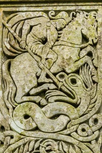 St George slaying the dragon, from Ruskin's grave