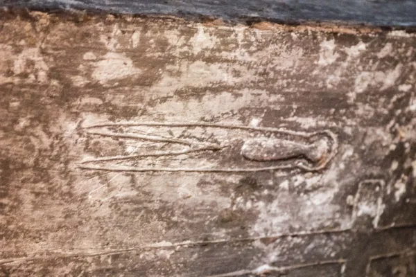 Medieval carving of shears