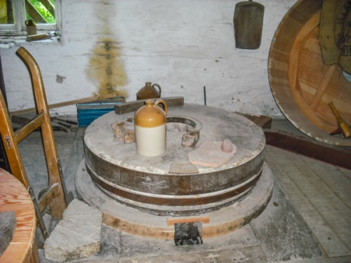 Grinding wheels on the stone floor