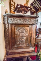 The beautifully carved 17th-century pulpit