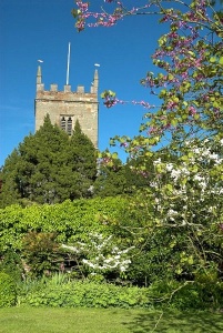 Coughton Church from the gardens