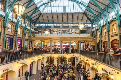 Looking down into the lower level cafe area