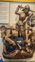 Carving of St George killing a dragon from the medieval Gosford Gate