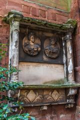 Early 18th century memorial  in the medieval ruins