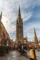 Looking west across the medieval ruins