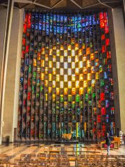 Stunning modern stained glass window in the new cathedral