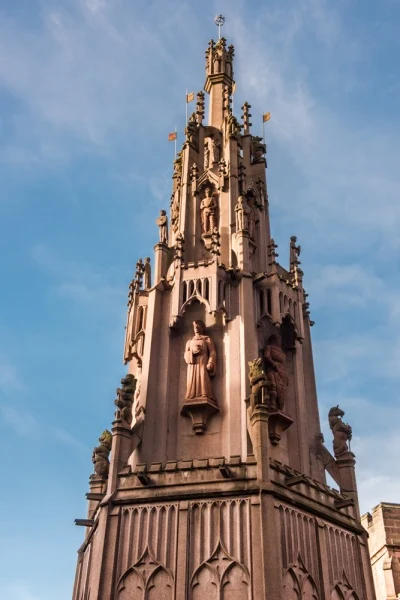The richly carved upper section of Coventry Cross