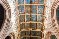 The ornately decorated nave ceiling