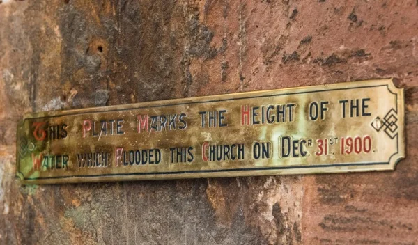 The 1900 flood height marker