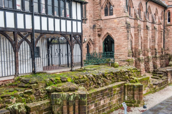 The west wall and foundations of the priory church