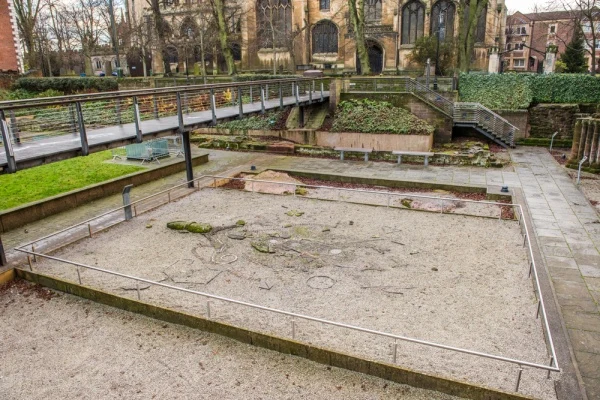 Looking down into the priory church
