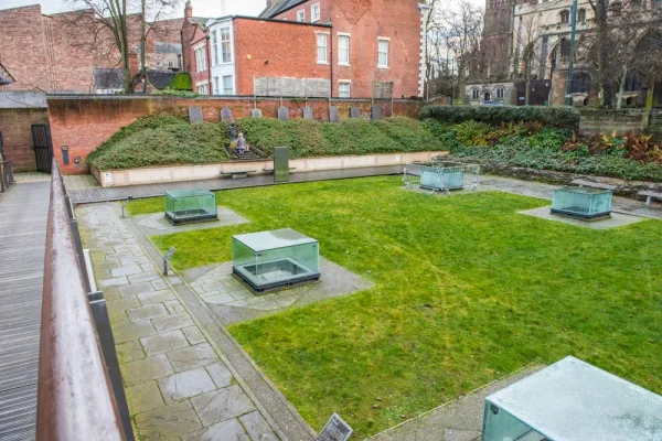 Looking east along the priory church ruins