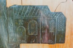 Depiction of Cowthorpe church from the Roucliffe brass