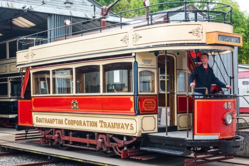 Southampton tram 45, 1903 at Crich Tramway Village