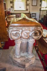 The intricately carved Norman alabaster font