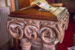 Detail of the font carving