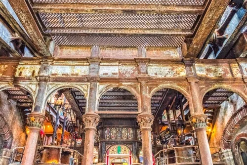 The partially restored engine house interior