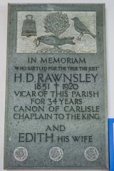 Canon Rawnsley's memorial plaque