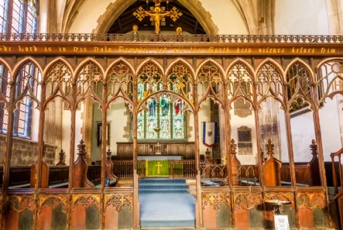 The ornate chancel screen