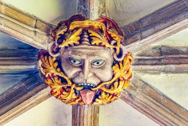 A Green Man roof boss