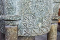 Carving detail on the font