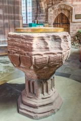 14th-century font from Furness Abbey inside St Mary's Church