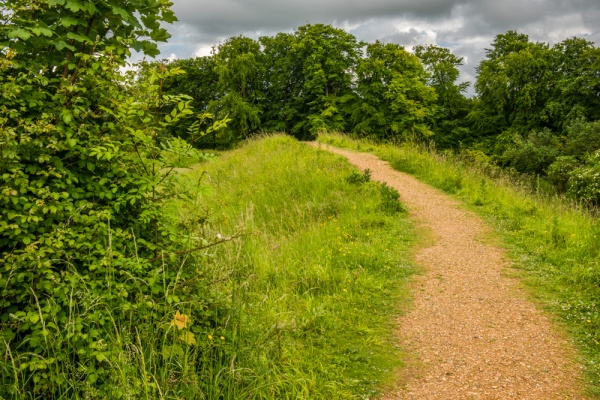 Walking along the top of the earthwork bank