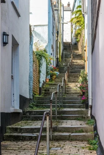 A steep alley and steps near the harbour