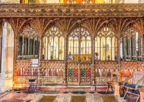 The beautifully crafted 15th-century screen