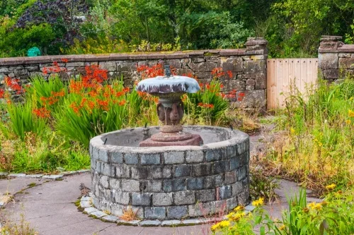 A garden fountain