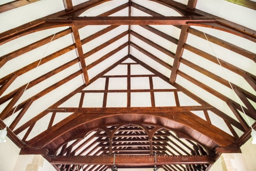 The timber roof and chancel arch