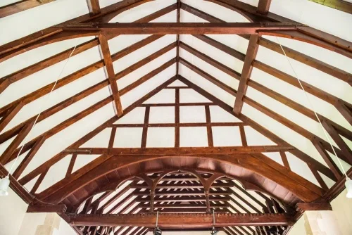 The timber roof and chancel arch