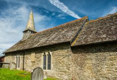 The north wall of the church