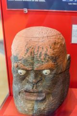 Wooden bust of Mussolini made in the shipyard