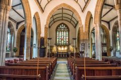 Looking down the church nave