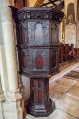 The richly carved 17th century pulpit
