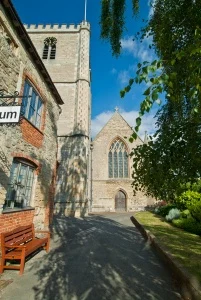 Approaching the abbey church