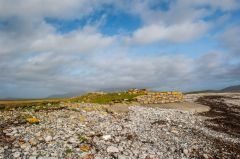 Approaching the dun along the shingle landspit