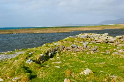 Looking down into the dun interior