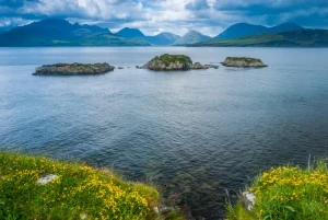 View from the castle wall to the Cuillins