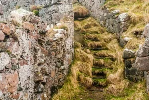 The upper stairs to the castle