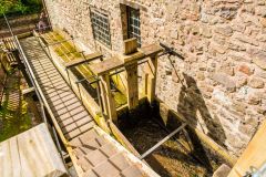 Looking down on the waterwheels