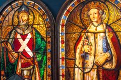 Sir Ralph Neville and Joan Beauford stained glass windows