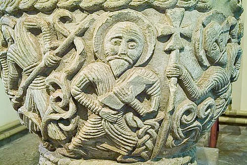 The 12th-century font in Eardisley church